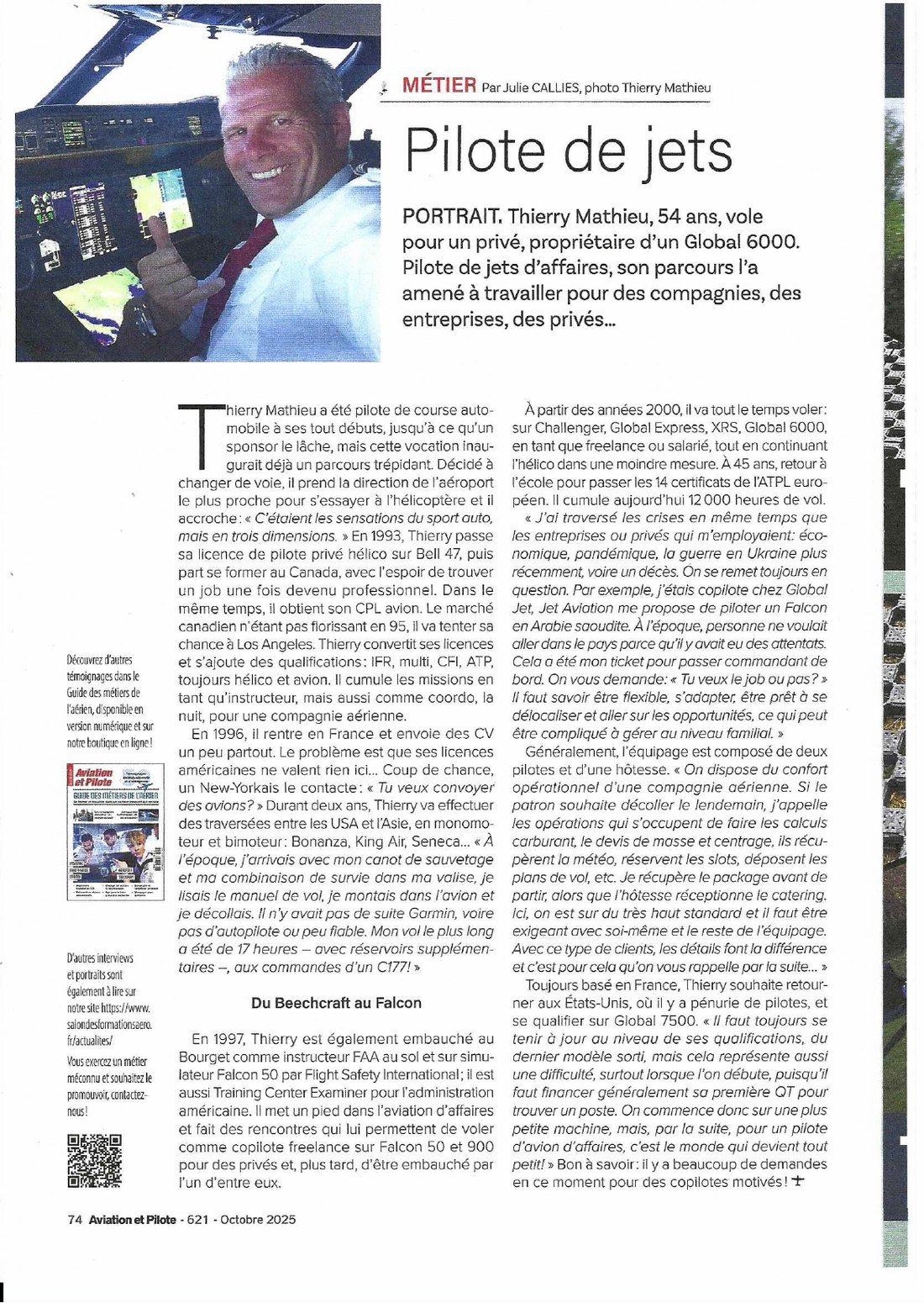 Aviation and Pilote article about Thierry Mathieu